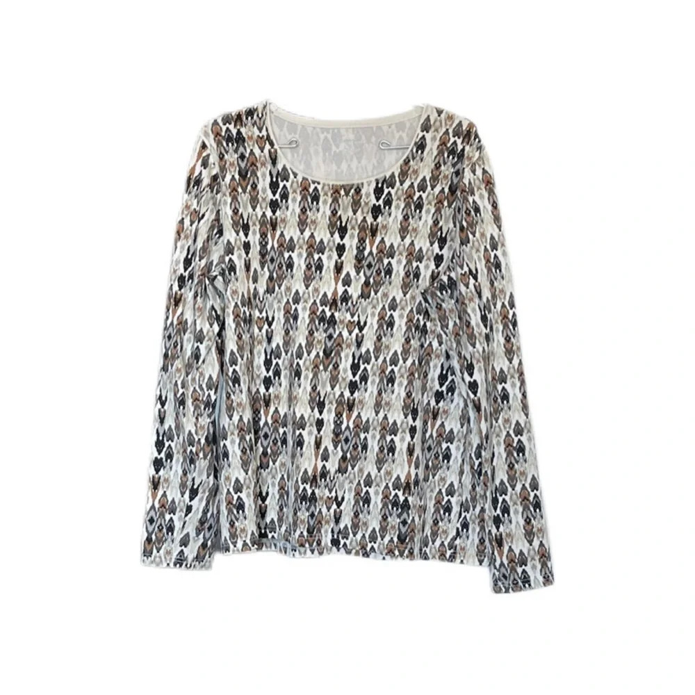 Kim Rogers Abstract Design Cotton Blend Long Sleeve Shirt Women’s XL